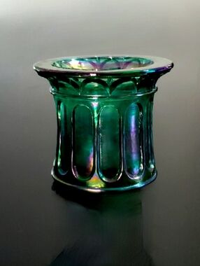 Fenton 1998 Green Carnival Glass Votive Candle Holder